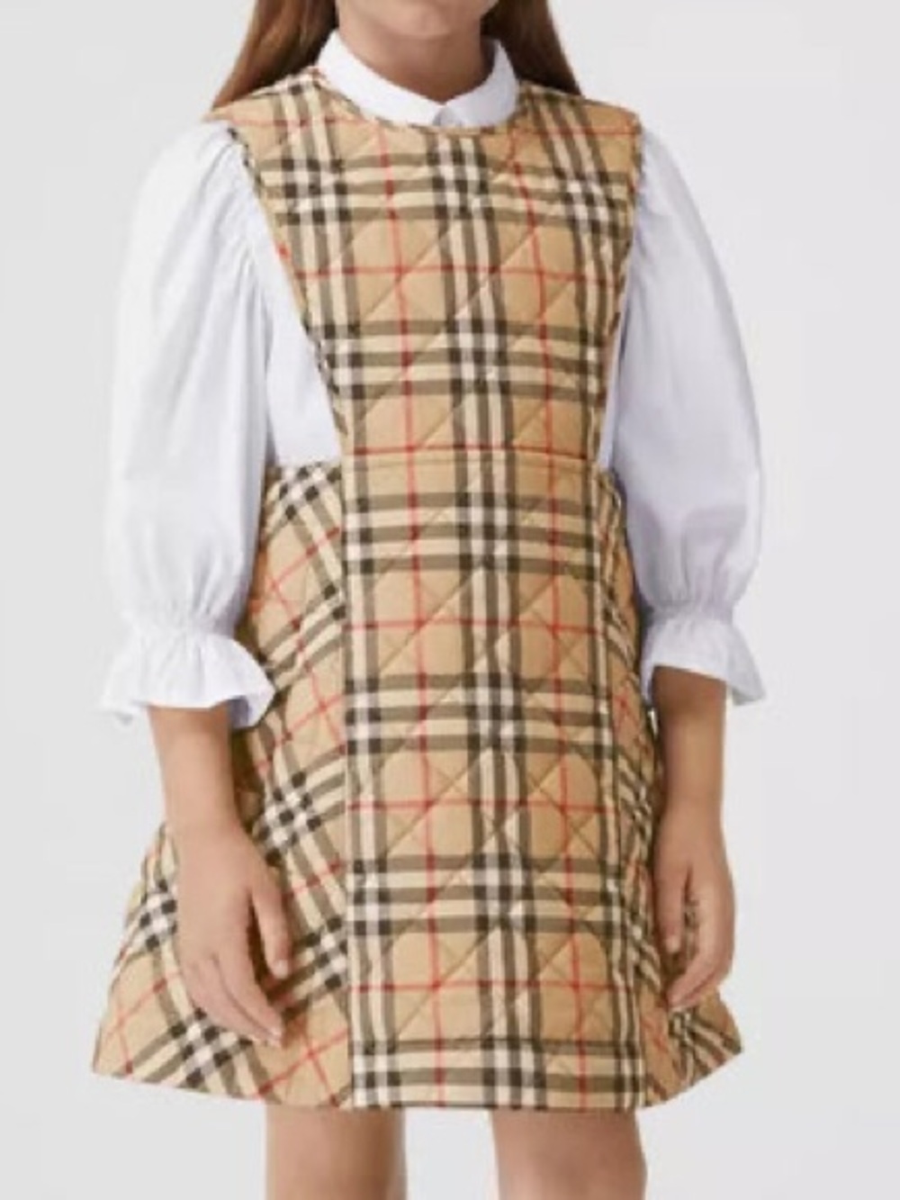 BURBERRY VINTAGE CHECK DIAMOND QUILTED PINAFORE DRESS